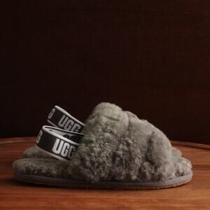 UGG Slippers Toddler SZ 10 Gray Fluff Yeah Slingback Cozy Comfort Flat 1098579T